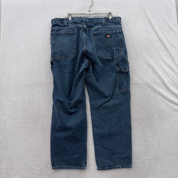 Dickie Carpenter Jeans Mens 38x30 (36x28) Blue Workwear Outdoor Relaxed Fit - Picture 1 of 13